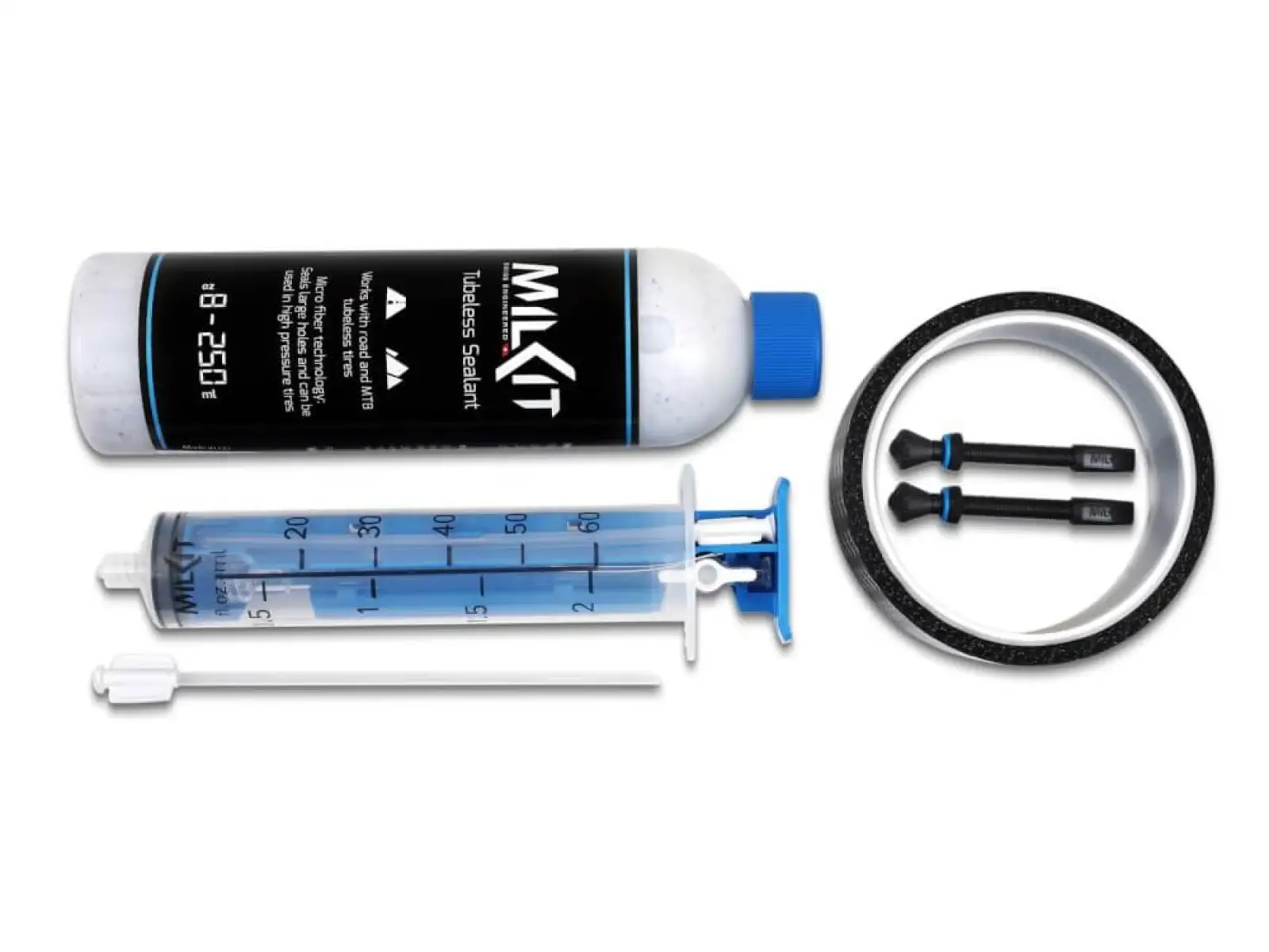 milKit Tubeless-Umrüstkit für Ventile mit 45 mm und 32 mm Band.