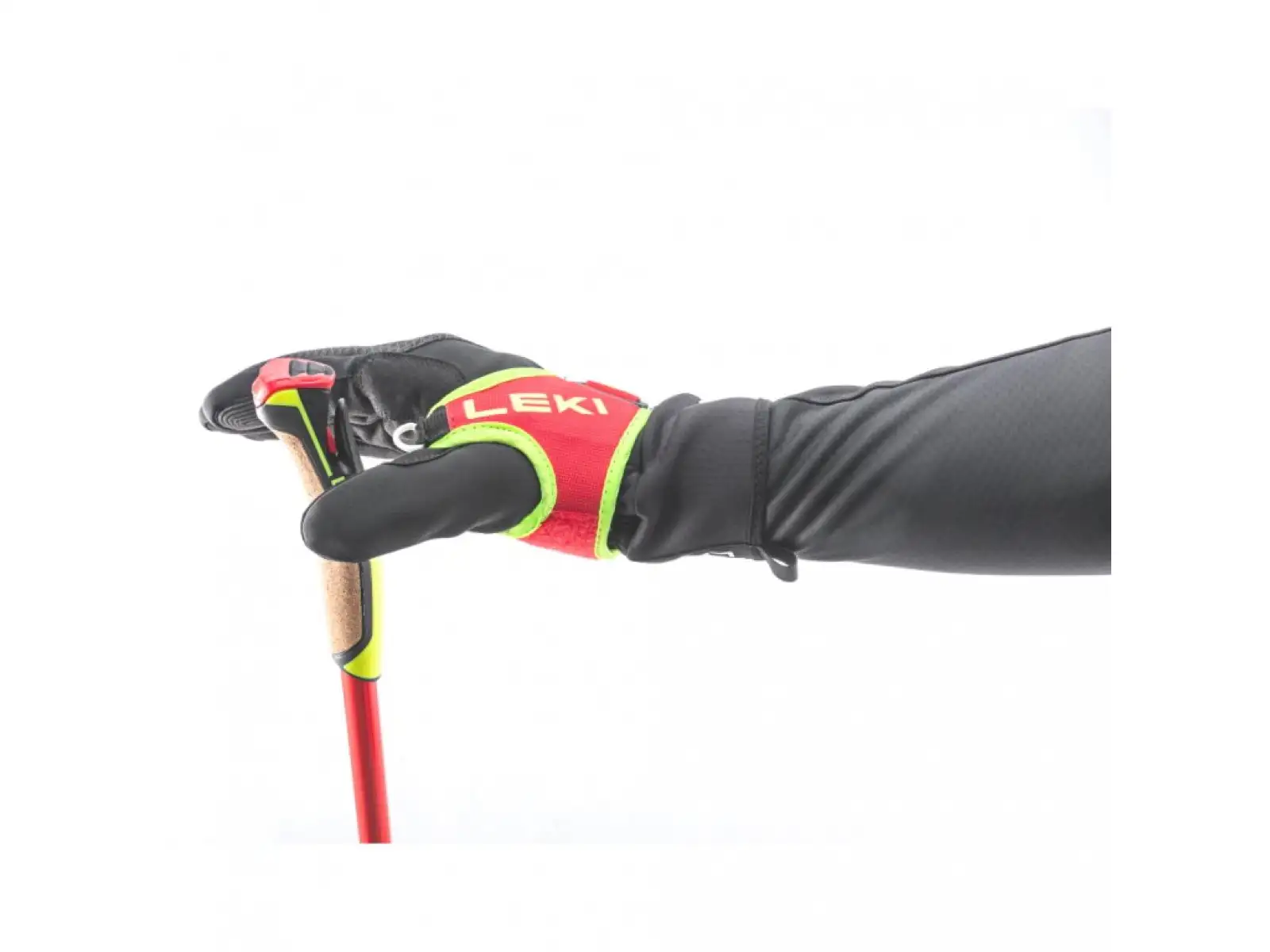 Die Leki PRC 750 Freesize Laufstöcke in leuchtendem Rot/Neongelb/Schwarz