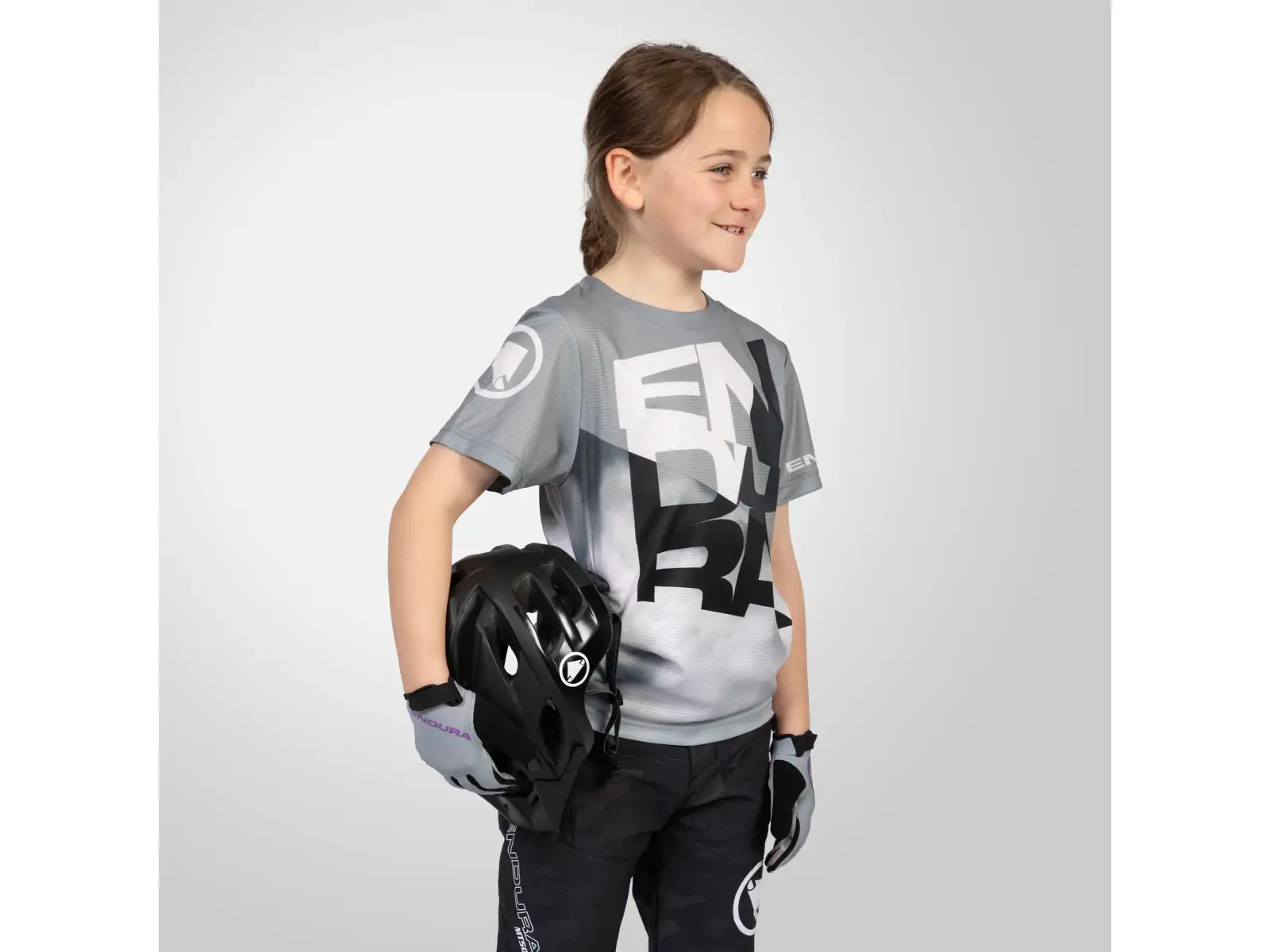 Endura SingleTrack Core Kindertrikot kurzarm Grau