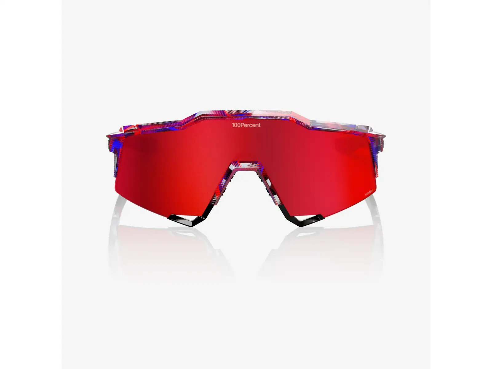 100% Speedcraft Brille FDJ Gloss Translucent Red/Blue/HiPER Fire Red Mirror Lens