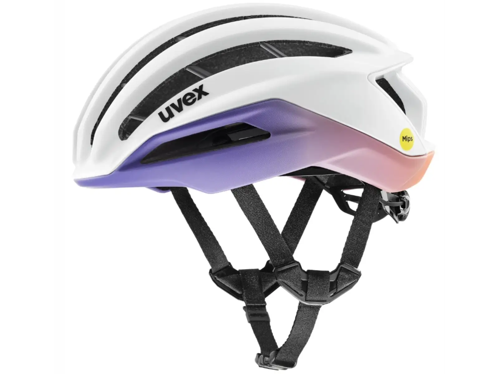 Uvex Surge Aero MIPS Rennradhelm White/Lila Apricot Matt