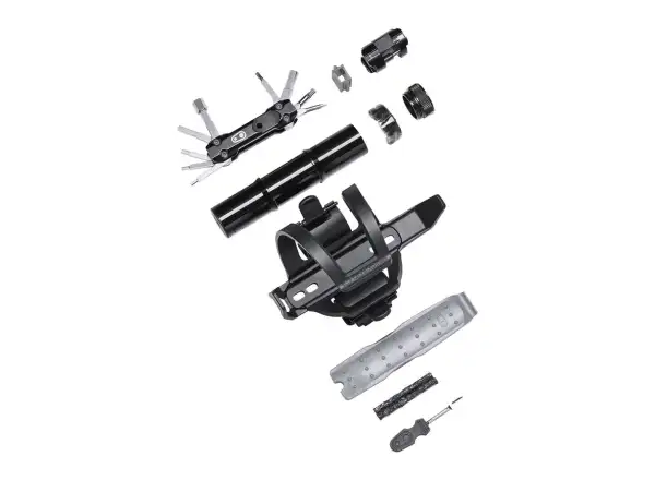 Crankbrothers S.O.S. BC18 Flaschenhalter und Werkzeugset in Schwarz.