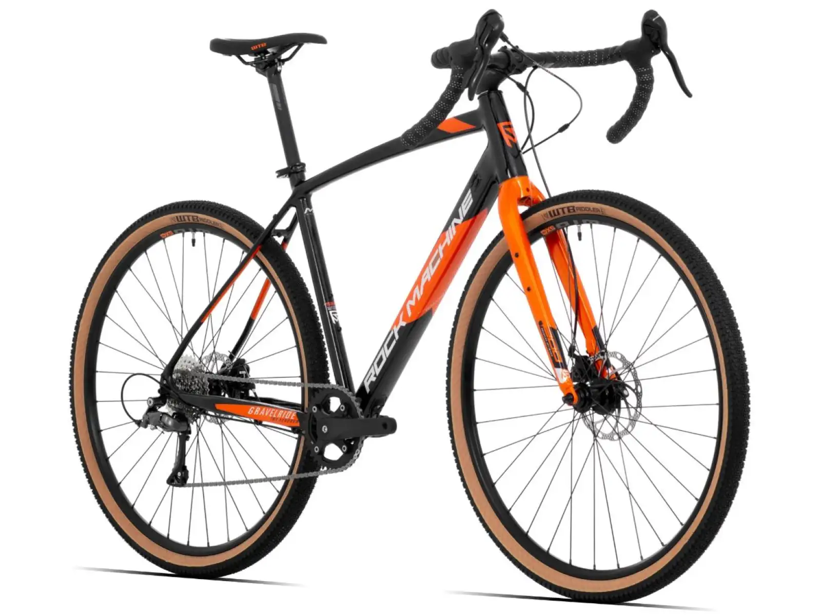 Rock Machine Gravelride 200 Schotterrad in Gloss Schwarz/Brick Orange/Silber.