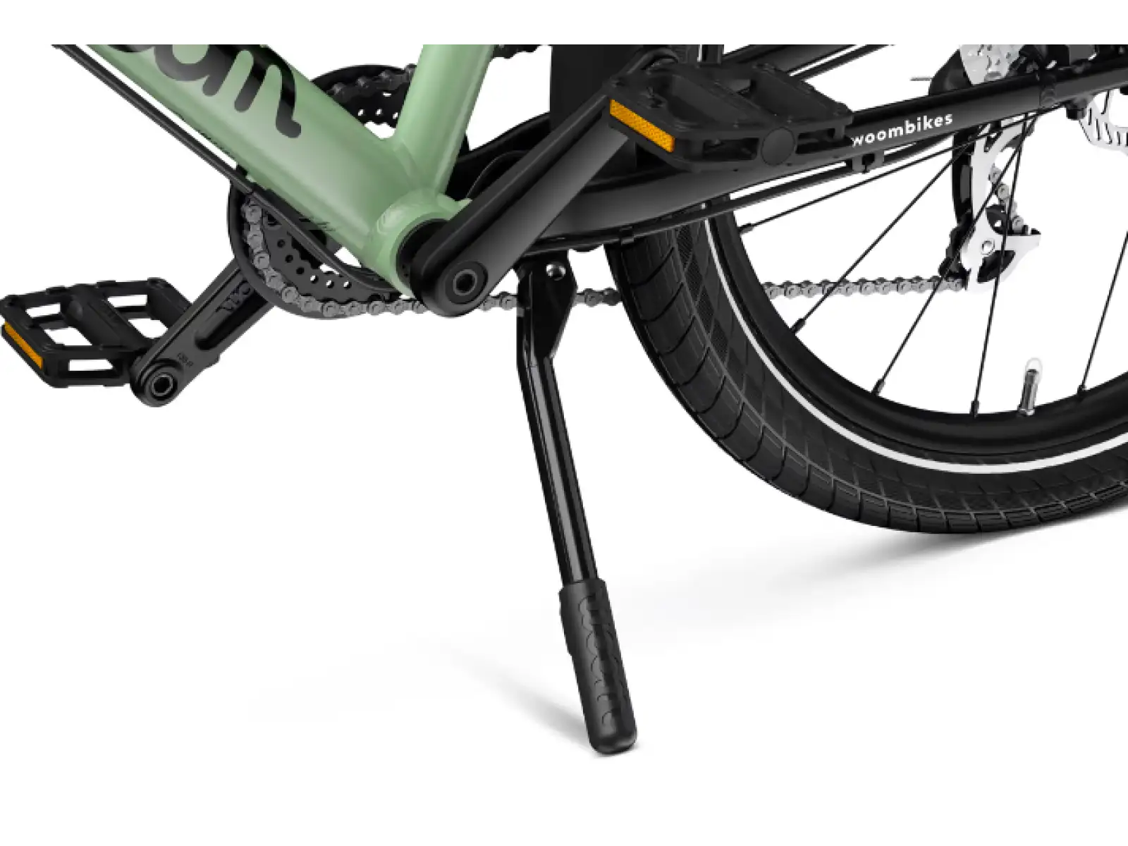 Woom 4 JETZT Kinderfahrrad 16" Moosgrün/Formula Rot