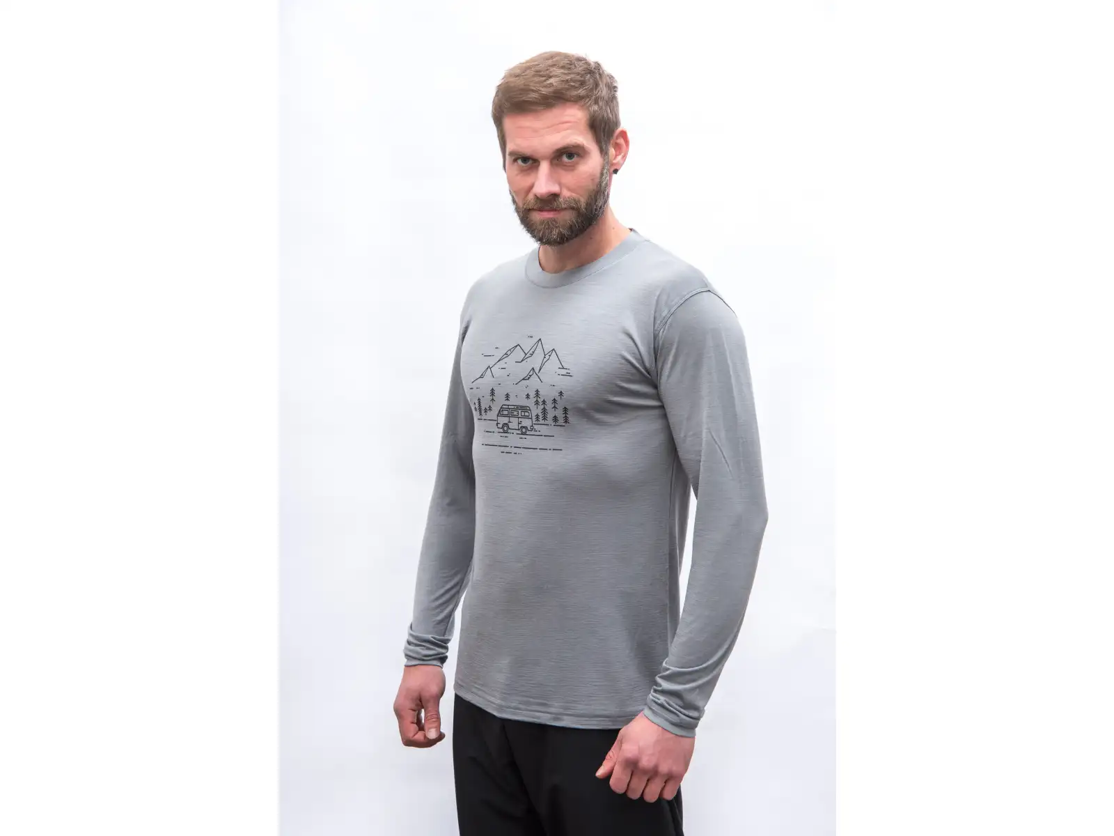 Sensor Merino Active Van Life Herren T-Shirt langarm grau