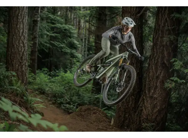 Ich habe ein Ibis Ripmo V3 Deore XT Mountainbike in der Olive Swamp Monster Farbe.