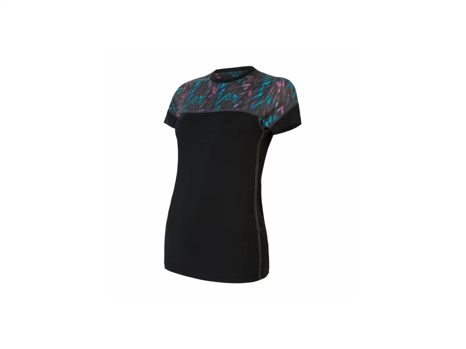 Sensor Merino Impress Damen T-Shirt kurzarm schwarz/Stripes