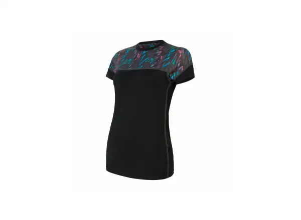 Sensor Merino Impress Damen T-Shirt kurzarm schwarz/Stripes