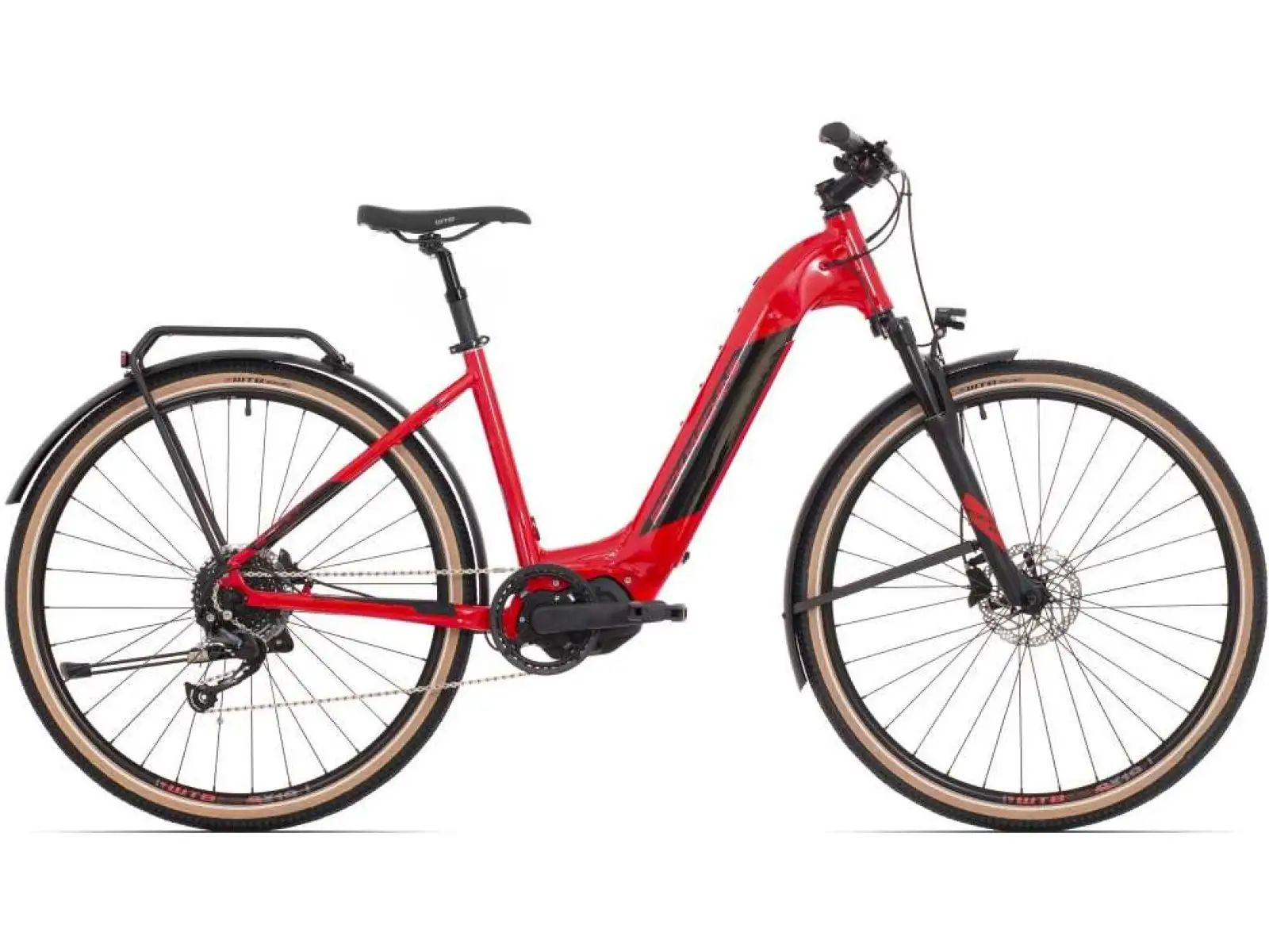 Rock Machine Crossride INT e400 Touring Elektrofahrrad Gloss Rot / Schwarz