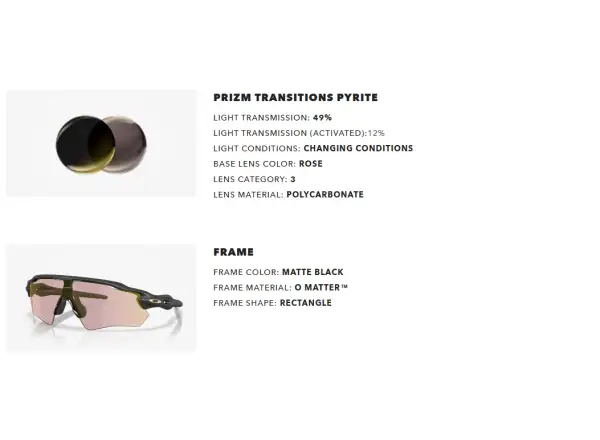 Oakley Radar EV Path photochrome Brille Matte Black/Prizm Transitions Pyrite