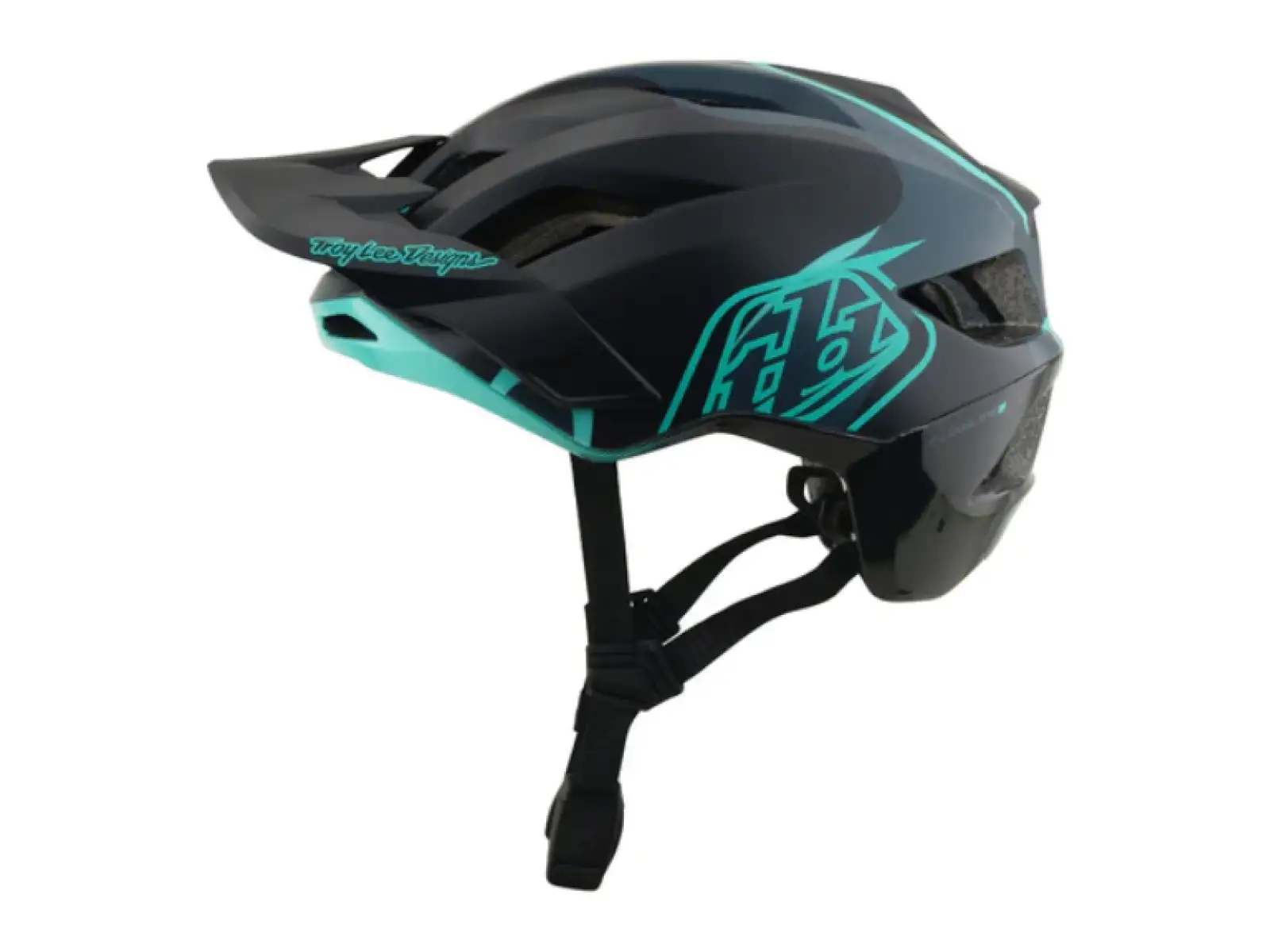 Troy Lee Designs Flowline SE MIPS Helm Badge Carbon/Real Teal