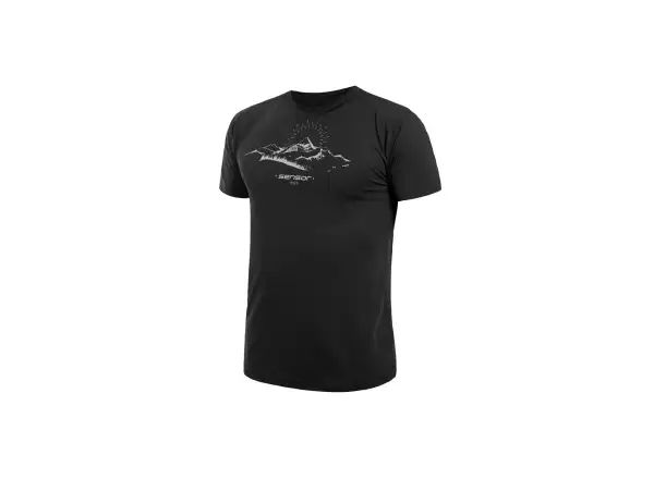 Sensor Coolmax Tech Mountains Herren T-Shirt Kurzarm Schwarz