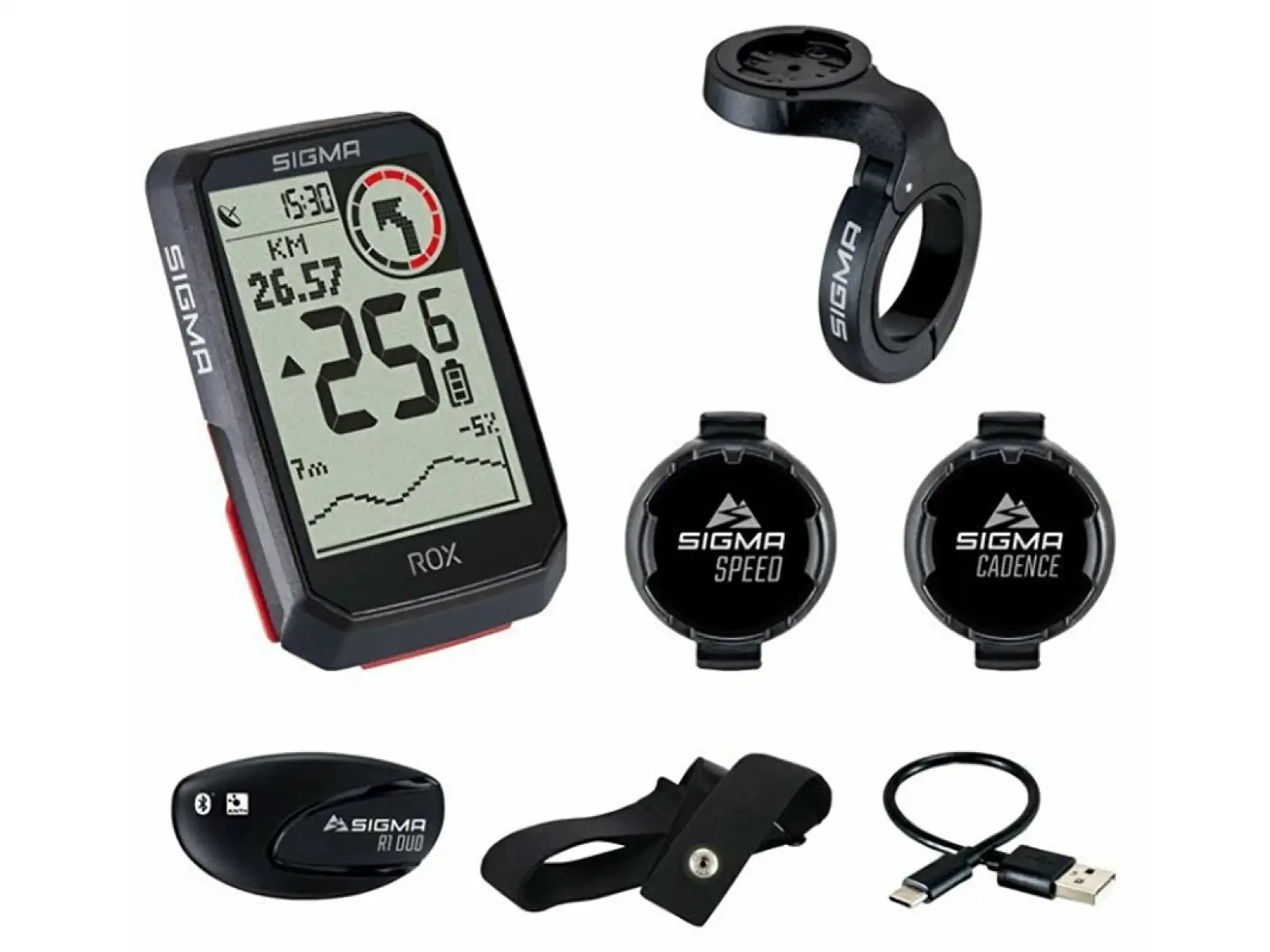 Sigma ROX 4.0 GPS Computer SET mit Sensoren Schwarz