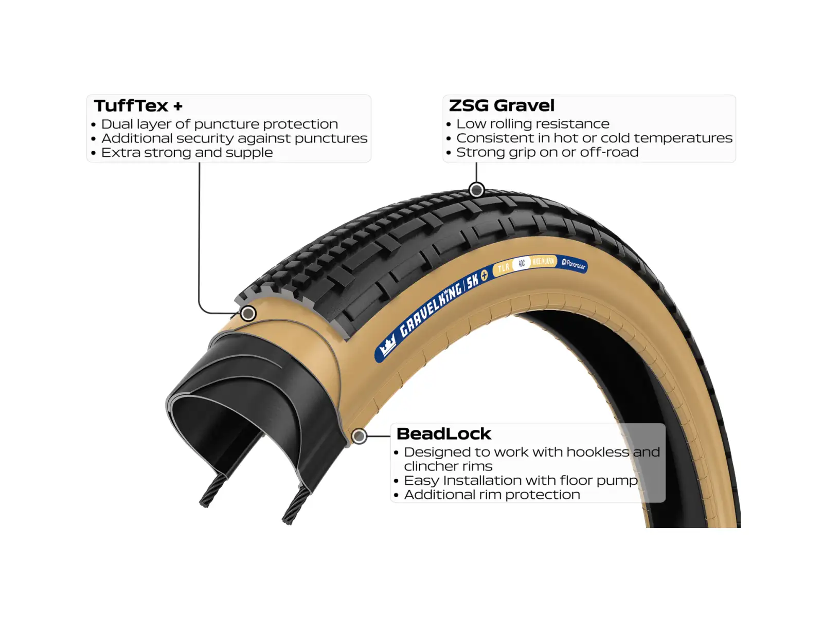 Panaracer GravelKing SK Plus 28" Gravelreifen Kevlar Schwarz/Schwarz