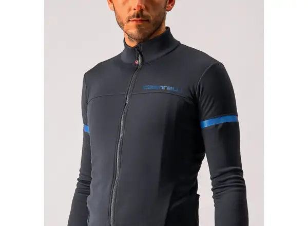 Castelli Fondo 2 Herren Radtrikot Langarm Light Black/Blue Reflex
