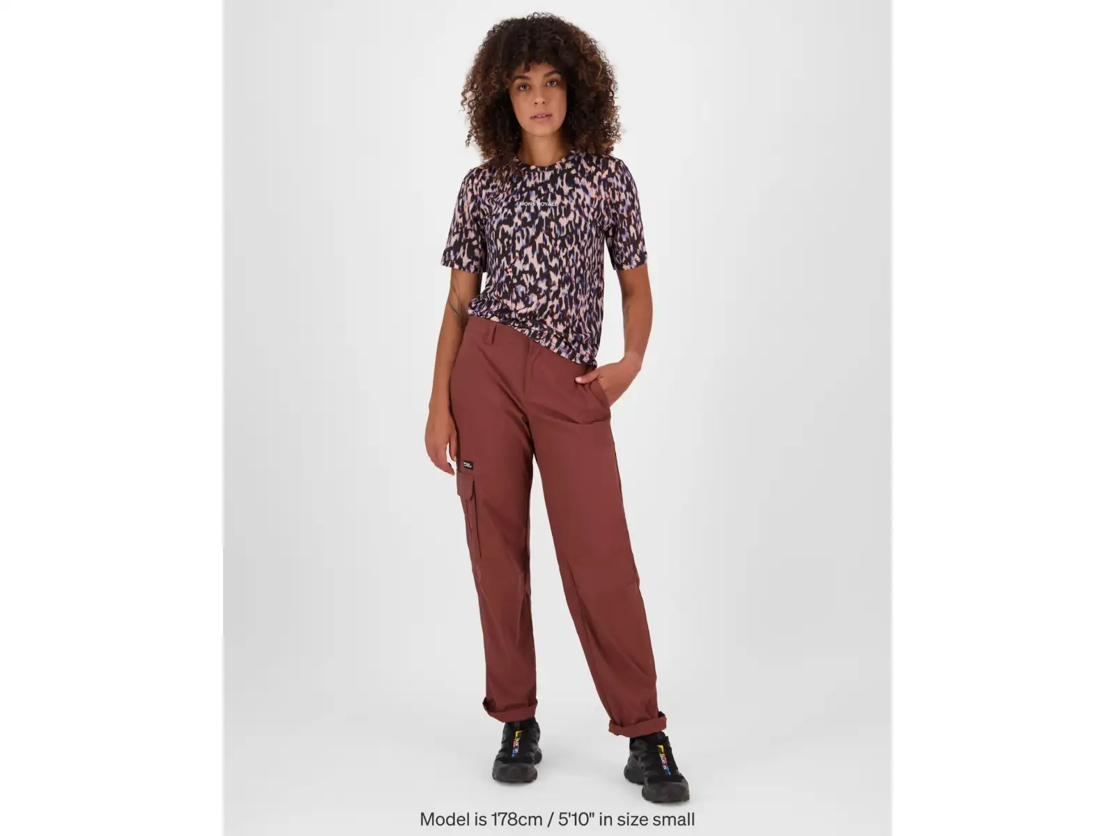 Mons Royale Icon Merino Damen T-Shirt Kurzarm Rock Leopard