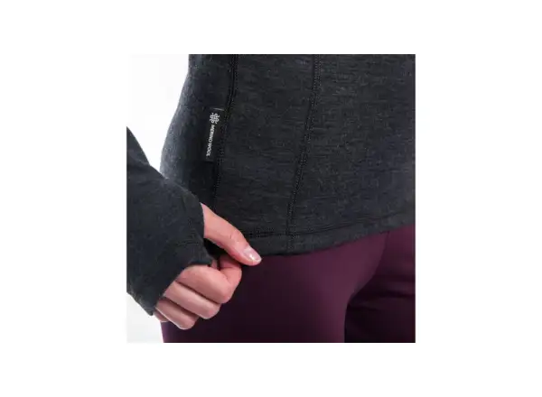 Sensor Merino Bold Damen-Langarmshirt Anthracite Gray
