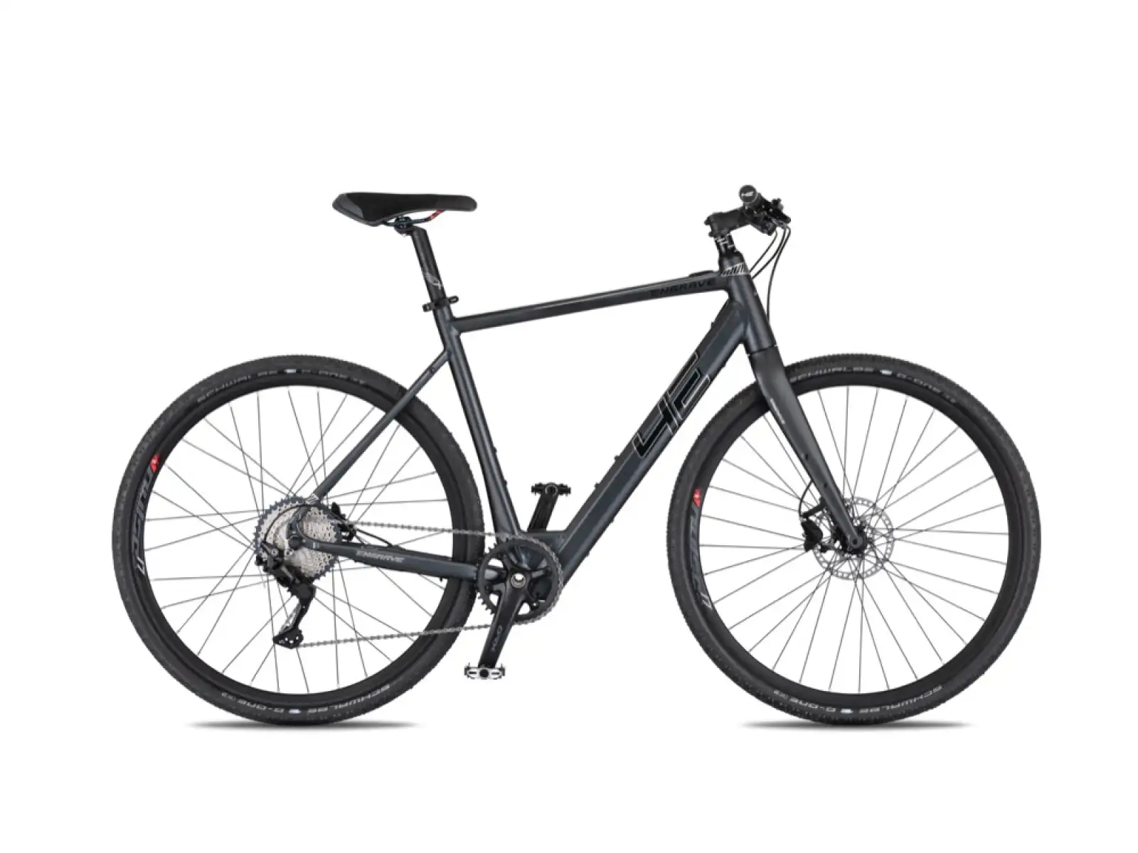 4Ever Engrave Gravel leichtes E-Bike Flat Titan/Metal Silver