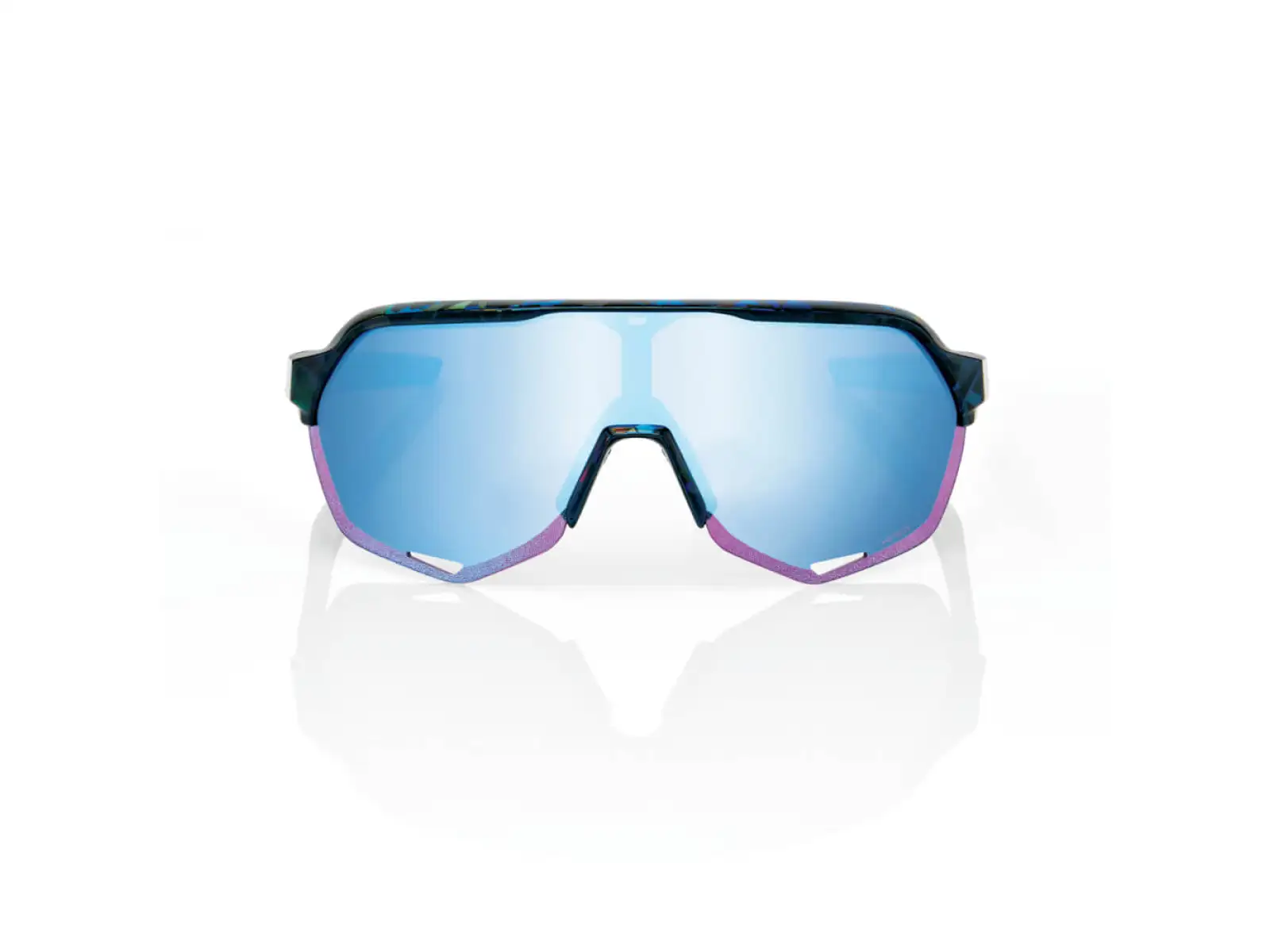 100% S2 HiPER Fahrradbrille Schwarz Holographisch/Blau Multilayer Spiegelglas