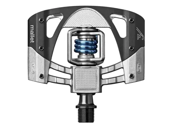 Crankbrothers Mallet 3 Trittpedale in Holzkohle/Elektrisch Blau.