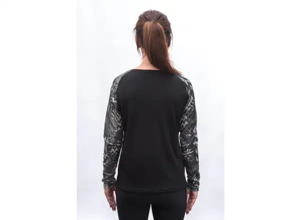 Sensor Merino Blend Impress Damen Langarmshirt schwarz/zebra
