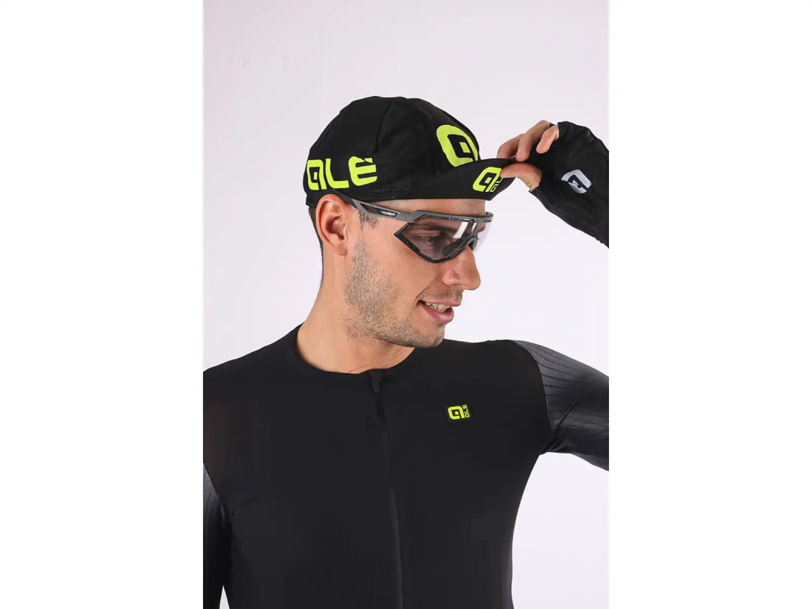 Fahrradkappe Alé Sommer schwarz/fluoreszierend gelb