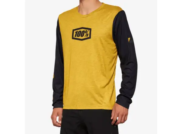 100% Airmatic Herrentrikot mit langen Ärmeln in Dijon-Farbe.