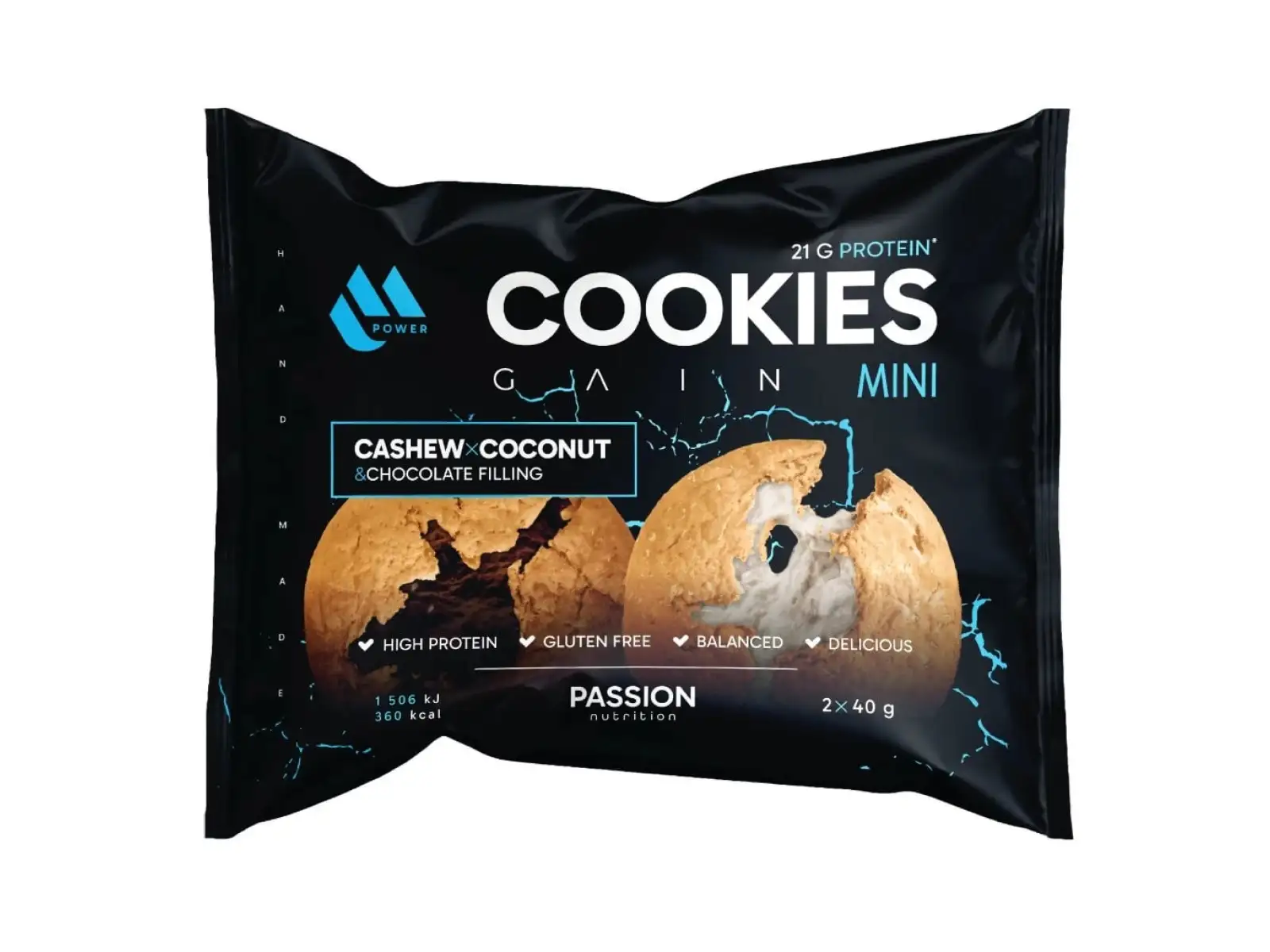 Passion MPower Cookie Gain Mini kešu, kokos a mandle 2x40 g
