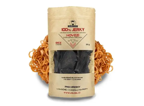 Usušil & syn 100% JERKY Rindfleisch mit gerösteten Zwiebeln 50 g