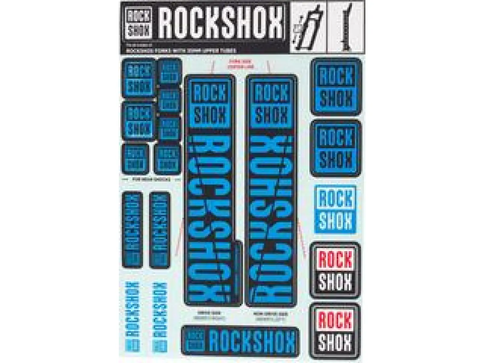 Rock Shox Decal Kit Water Blue für Pike/Lyrik/Yari/Domain/Revelation (2018+)