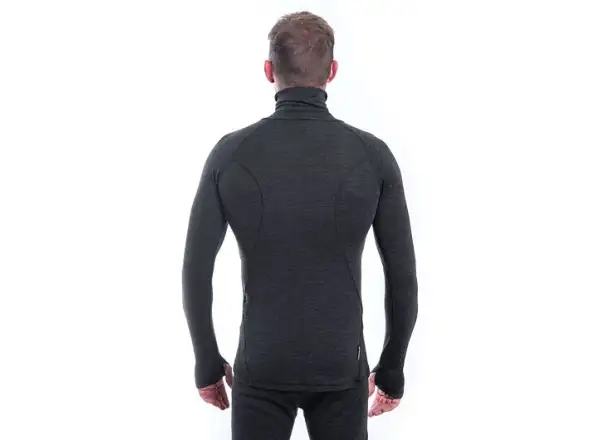 Sensor Merino Bold Neck Herren Langarmshirt Anthracite Gray