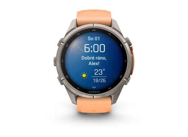 Garmin fenix 9 Pro – inReach 43 mm Smartwatch Titanium Shell pink/autumn orange Silikonarmband