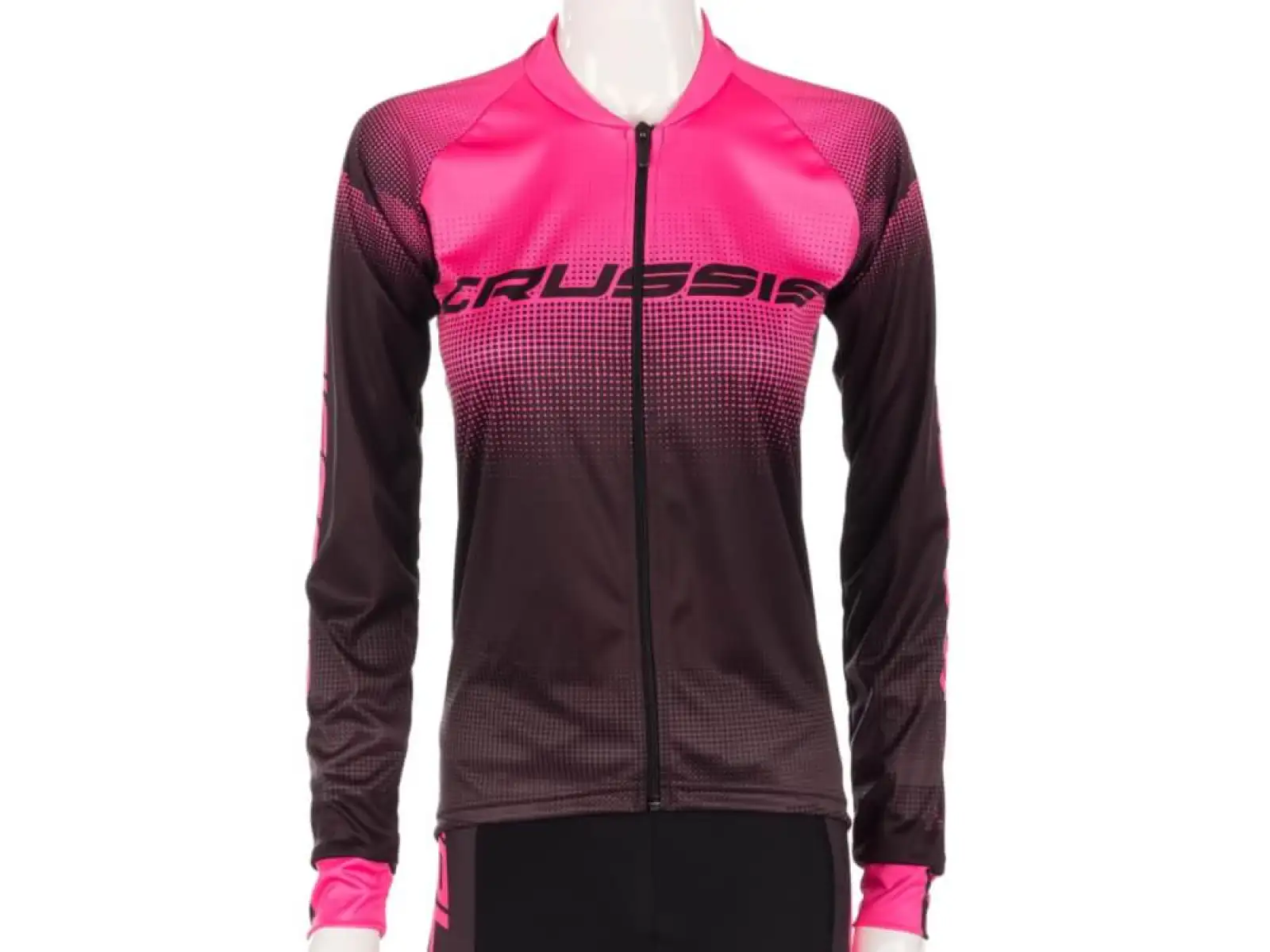 Crussis Damen Radtrikot Langarm schwarz/rosa