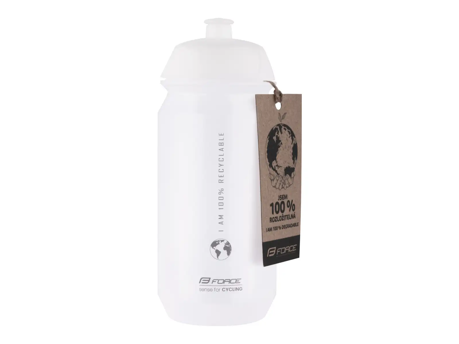 Force Bio Earth Fahrradflasche - 500 ml Transparent/Grau