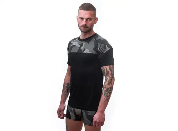 Sensor Merino Impress Herren T-Shirt Kurzarm schwarz/Camo