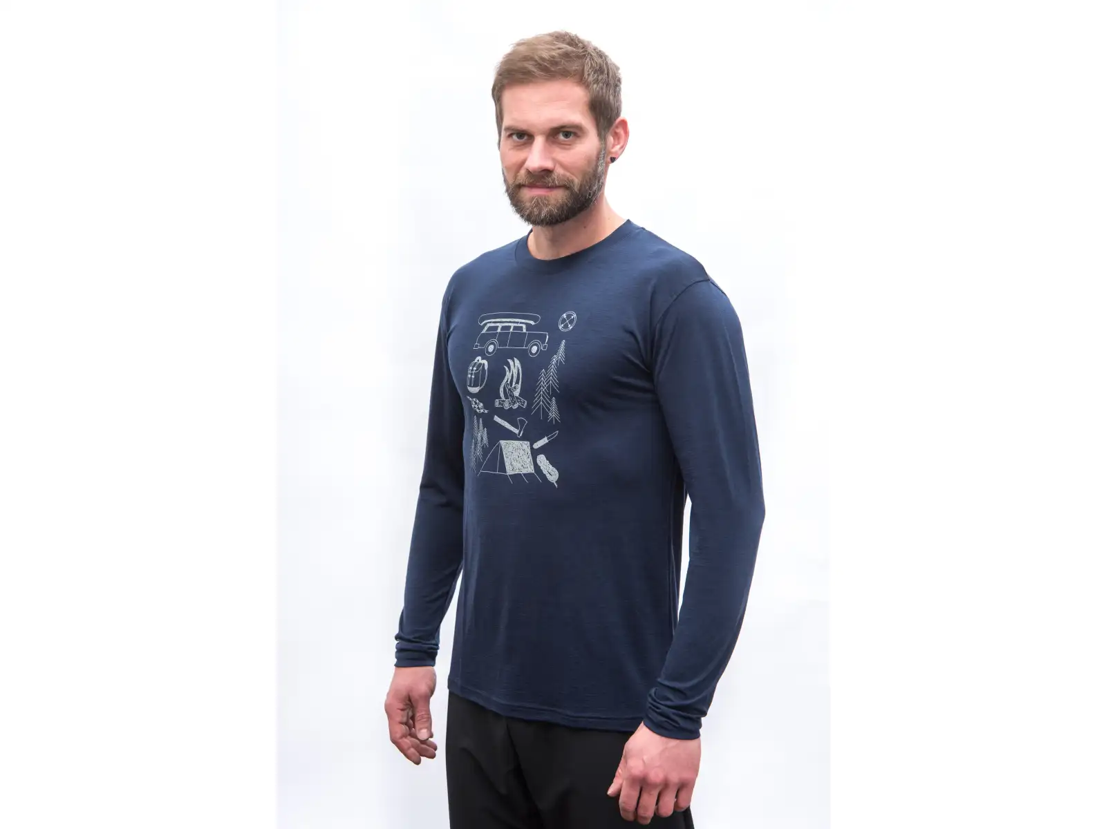 Sensor Merino Active Outside Herren T-Shirt Langarm Deep Blue