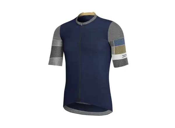 Dotout Stripe Herrentrikot Kurzarm Melange Blau