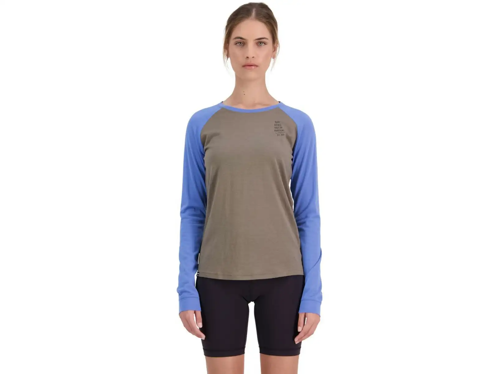 Mons Royale Icon Raglan Frauen Langarmshirt Walnuss/Kornblume