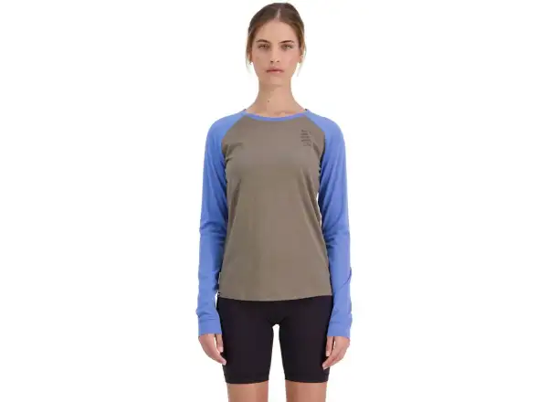 Mons Royale Icon Raglan Frauen Langarmshirt Walnuss/Kornblume