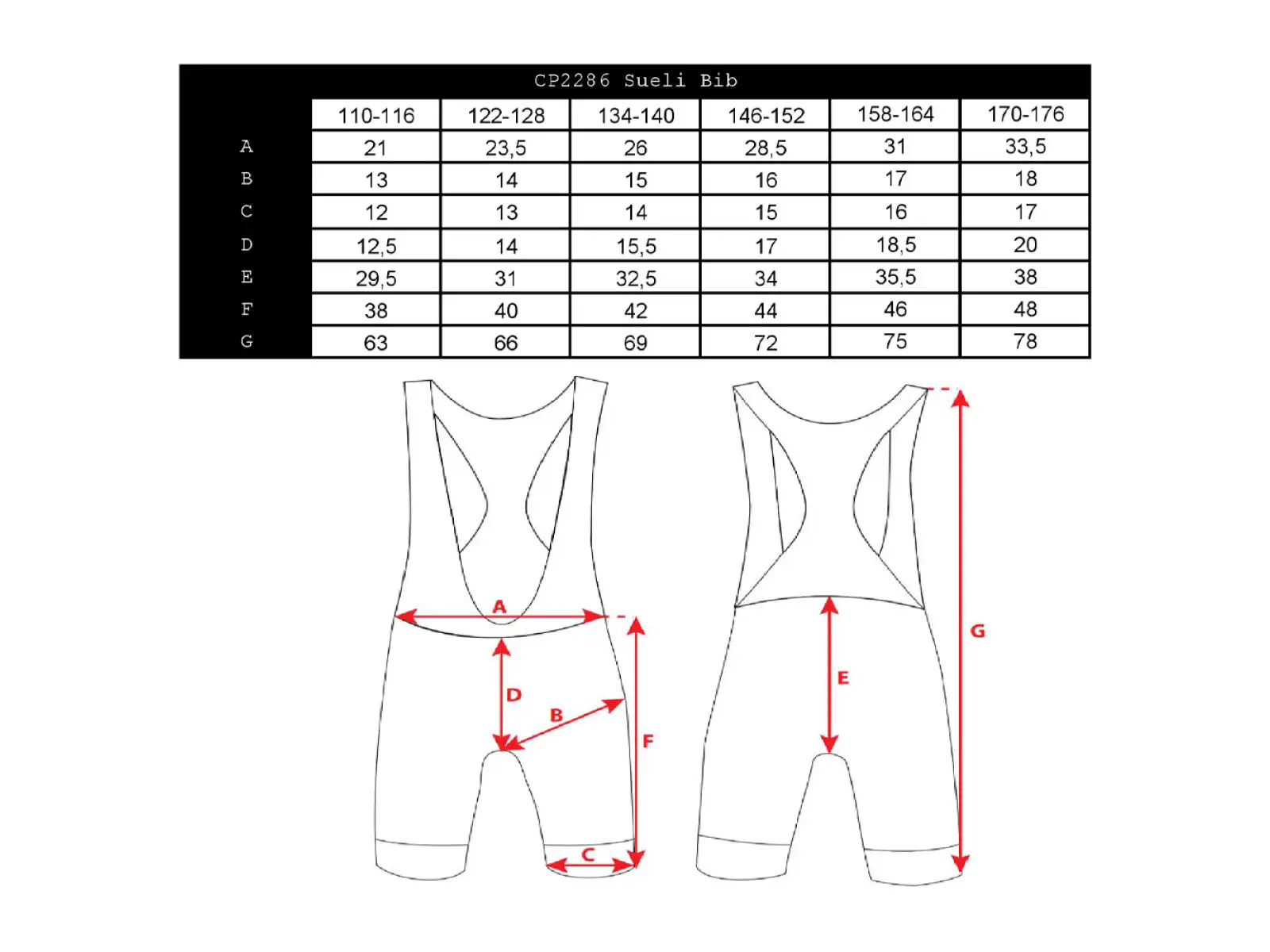 Silvini Sueli Bib Kinder Shorts mit Einsatz und Träger schwarz/weiß