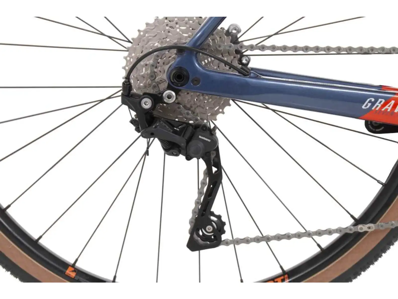 Rock Machine Gravelride CRB 700 Gravelbike in glänzendem Dunkelblau/Backsteinorange/Silber