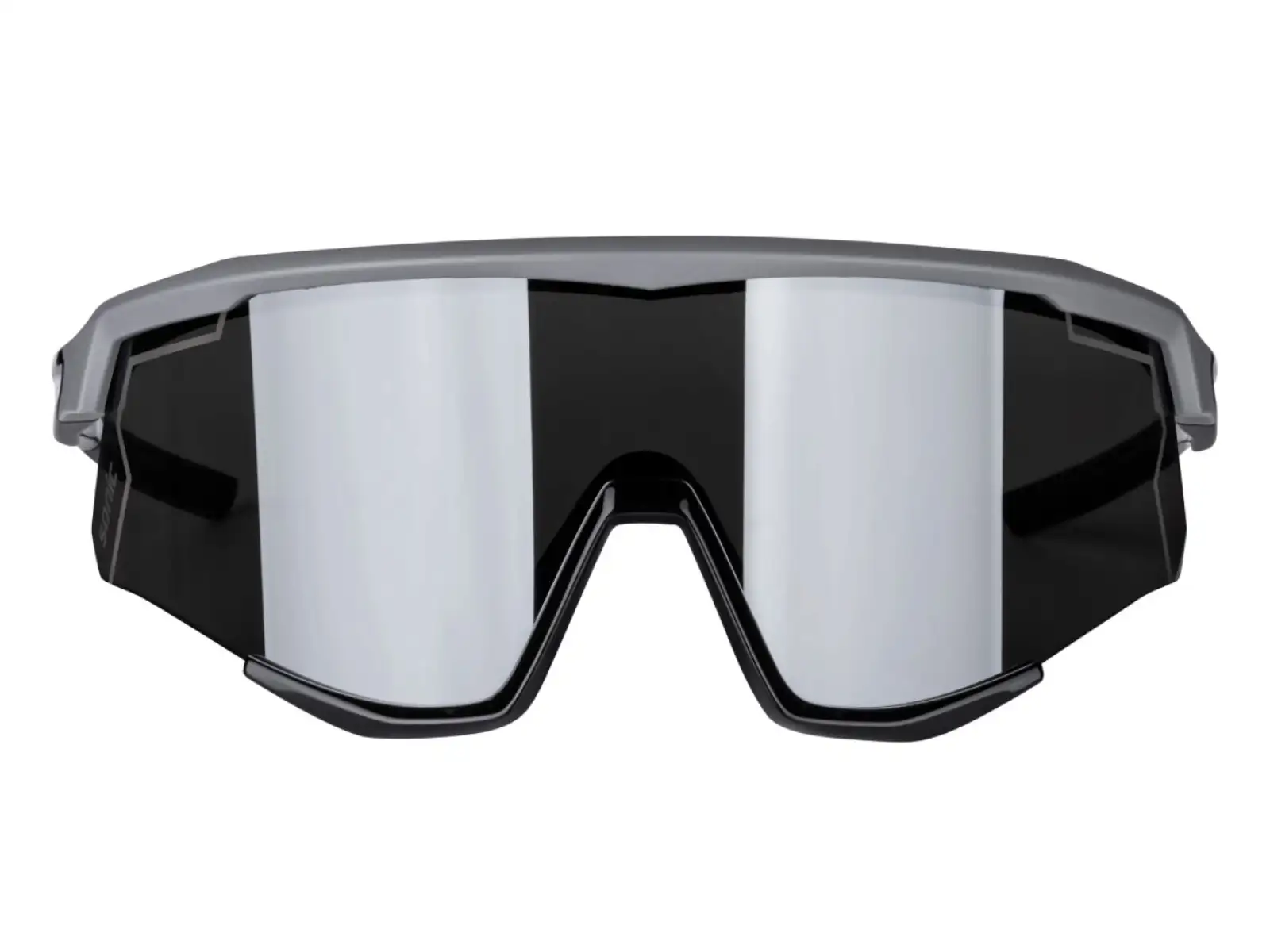 Force Sonic Fahrradbrille grau/schwarz, schwarze verspiegelte Gläser.