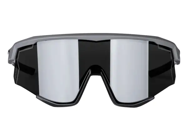 Force Sonic Fahrradbrille grau/schwarz, schwarze verspiegelte Gläser.