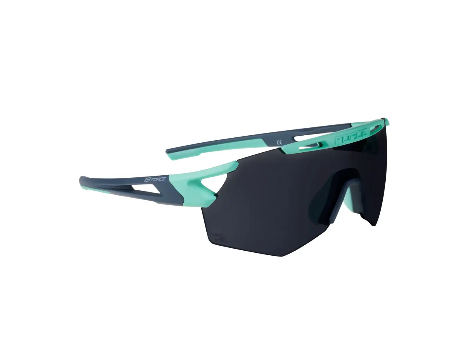 Force Arcade Fahrradbrille Mint-Sturmblau/Schwarz mit verspiegelten Gläsern.