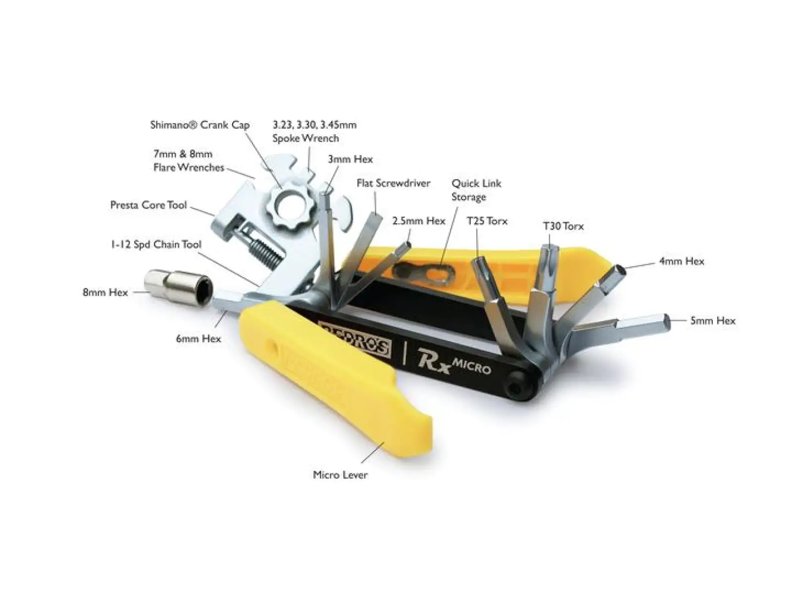 Pedros Rx Micro Multitool mit 20 Funktionen.