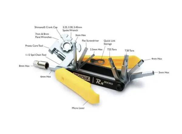 Pedros Rx Micro Multitool mit 20 Funktionen.