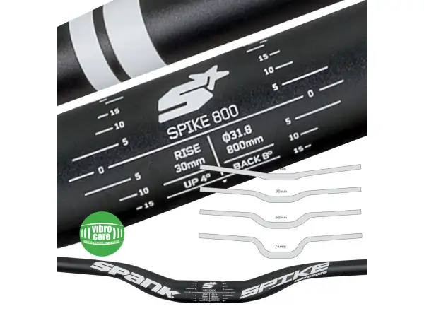 Spank Spike Vibrocore 800 mm/31,8 mm riser 30 mm Alu-Lenker schwarz - Unverpackt