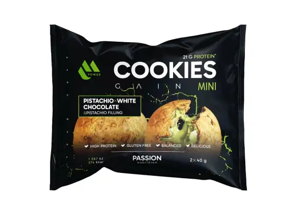 Passion MPower Cookie Gain Mini 2x40g Pistazie mit weißer Schokolade Pistazienfüllung