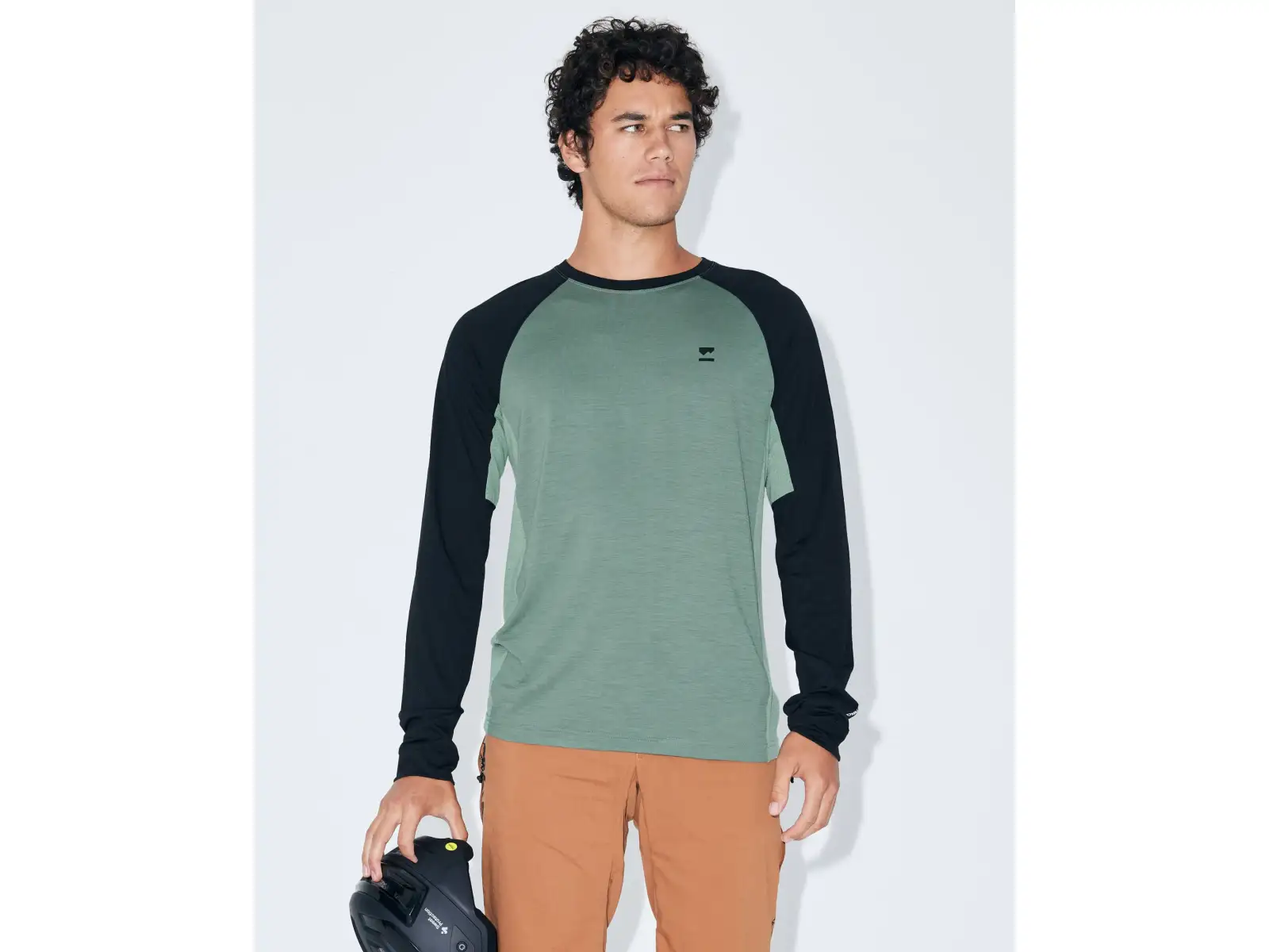 Mons Royale Tarn Merino Herren T-Shirt Langarm Cypress / Black / Thyme