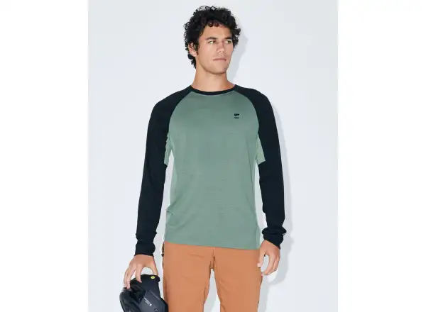 Mons Royale Tarn Merino Herren T-Shirt Langarm Cypress / Black / Thyme